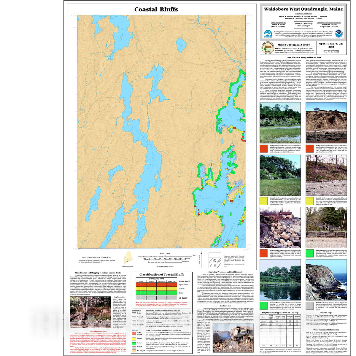 Map : Coastal Bluffs in the Waldoboro West Quadrangle, Maine, 2002 Cartography Wall Art :