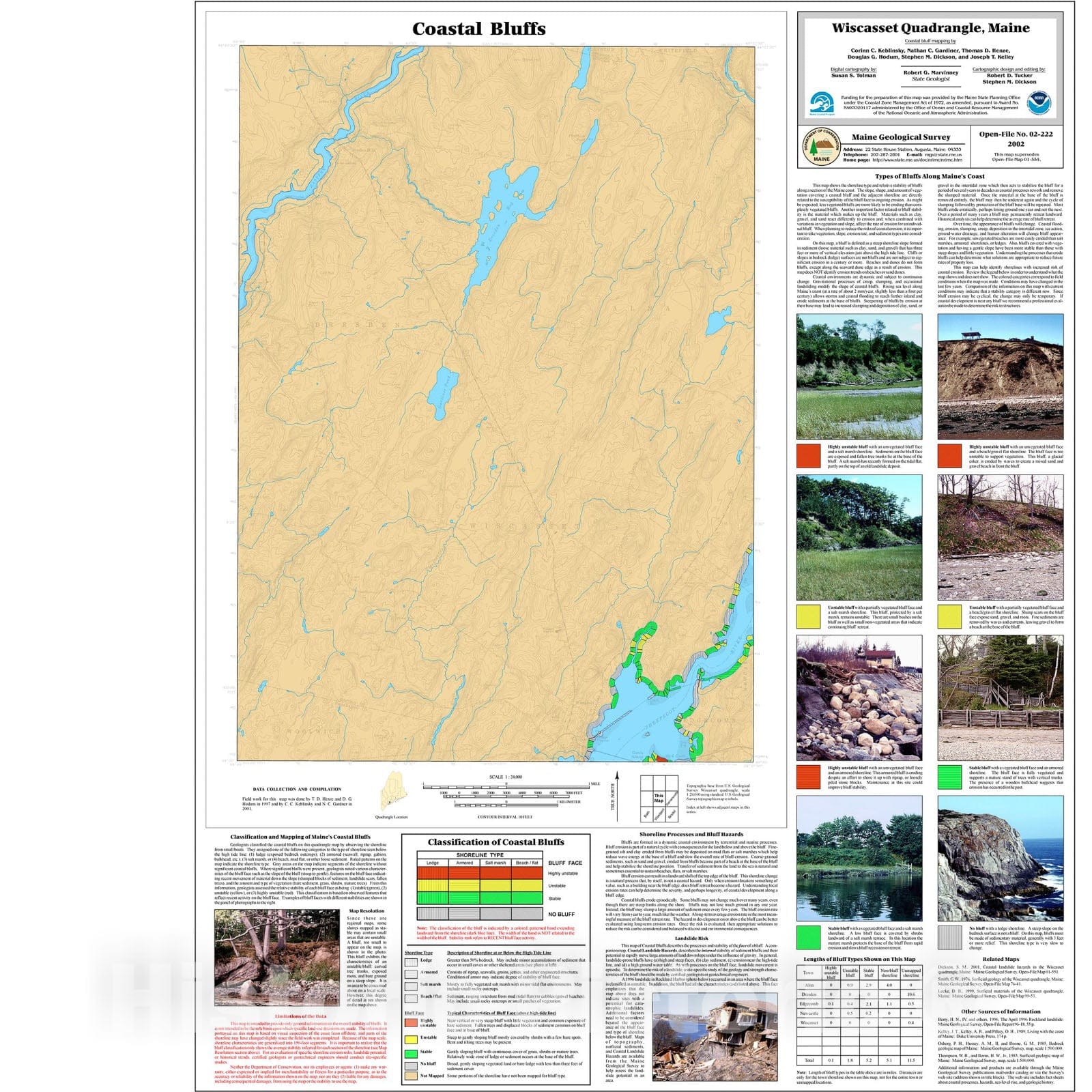 Map : Coastal Bluffs in the Wiscasset Quadrangle, Maine, 2002 Cartography Wall Art :