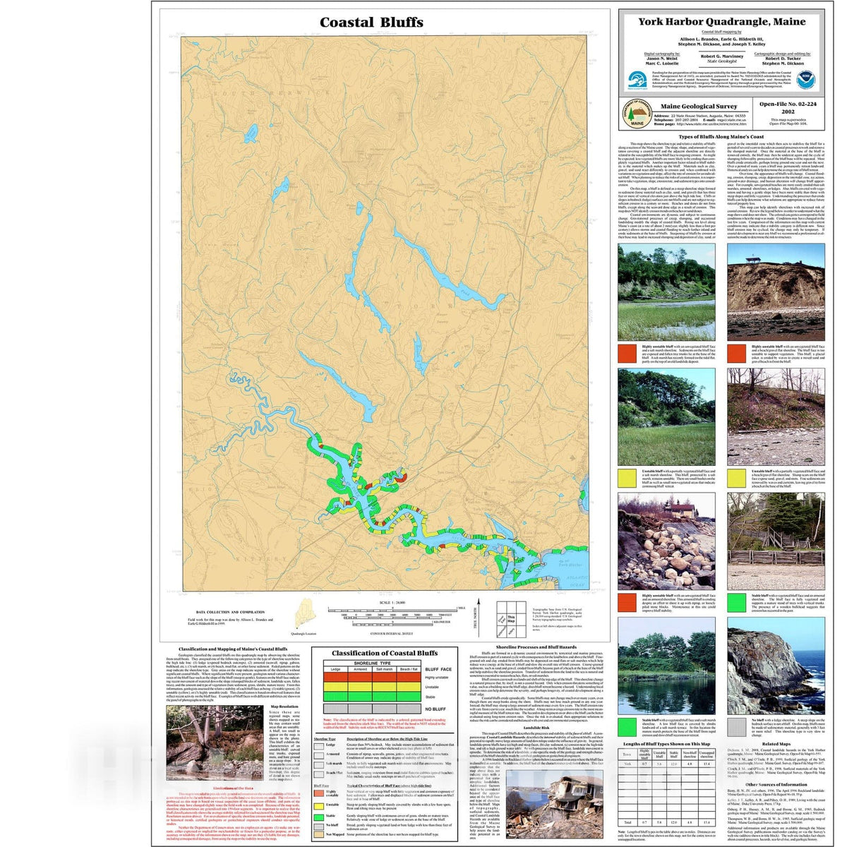 Map : Coastal Bluffs in the York Harbor Quadrangle, Maine, 2002 Cartography Wall Art :