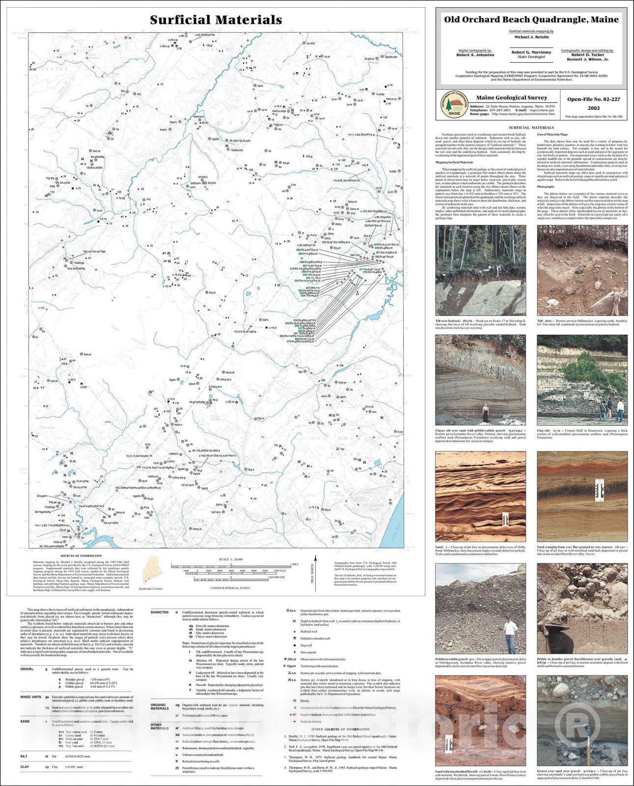 Map : Surficial Materials in the Old Orchard Beach Quadrangle, Maine, 2002 Cartography Wall Art :