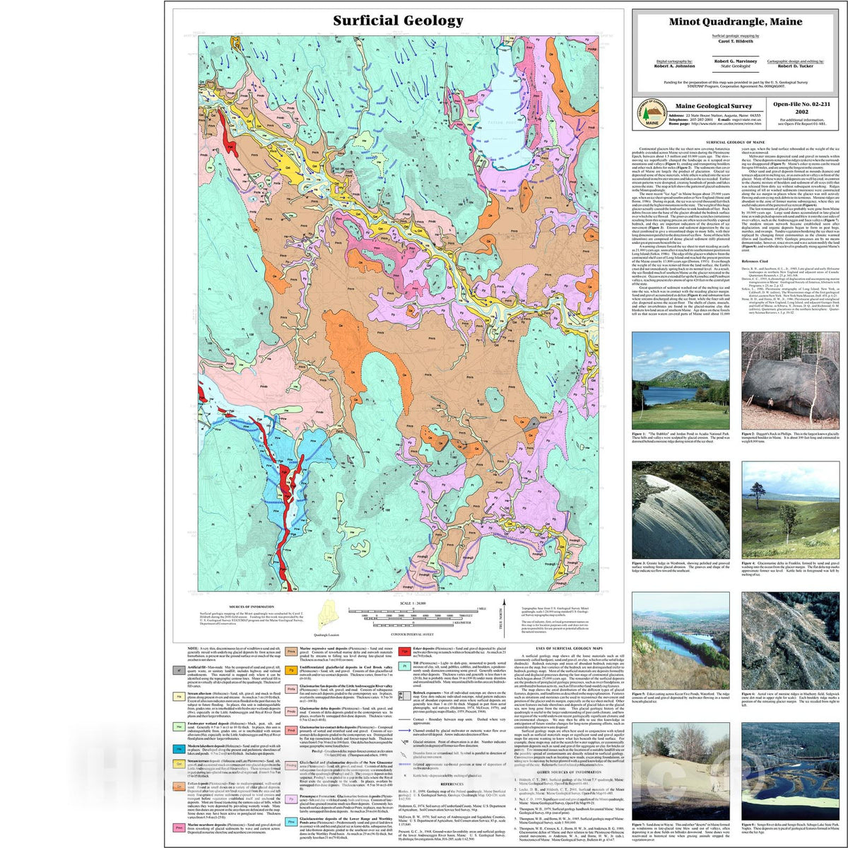 Map : Surficial Geology of the Minot Quadrangle, Maine, 2002 Cartography Wall Art :