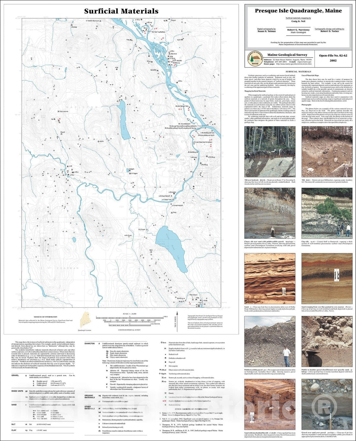 Map : Surficial Materials in the Presque Isle Quadrangle, Maine, 2002 Cartography Wall Art :