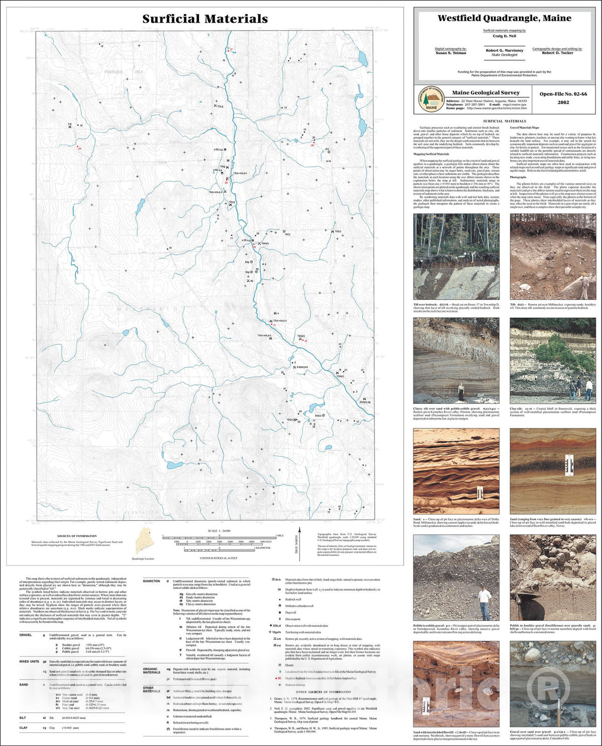 Map : Surficial Materials in the Westfield Quadrangle, Maine, 2002 Cartography Wall Art :