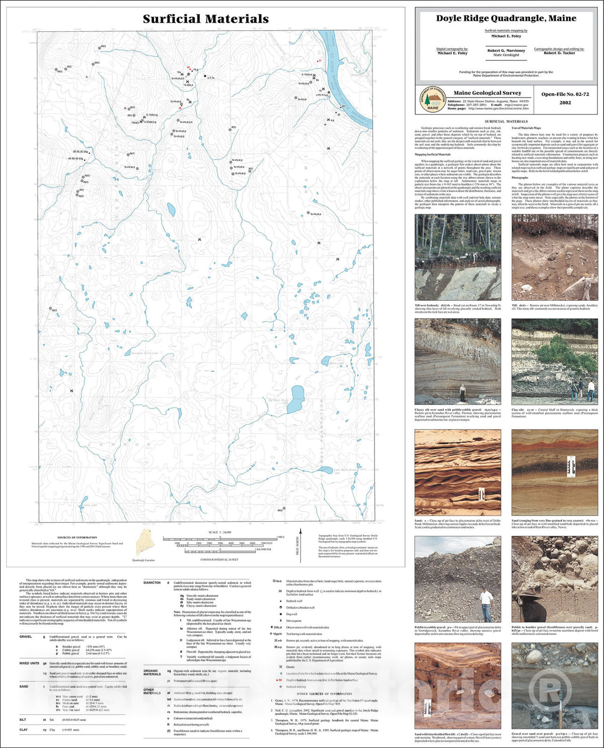 Map : Surficial Materials in the Doyle Ridge Quadrangle, Maine, 2002 Cartography Wall Art :