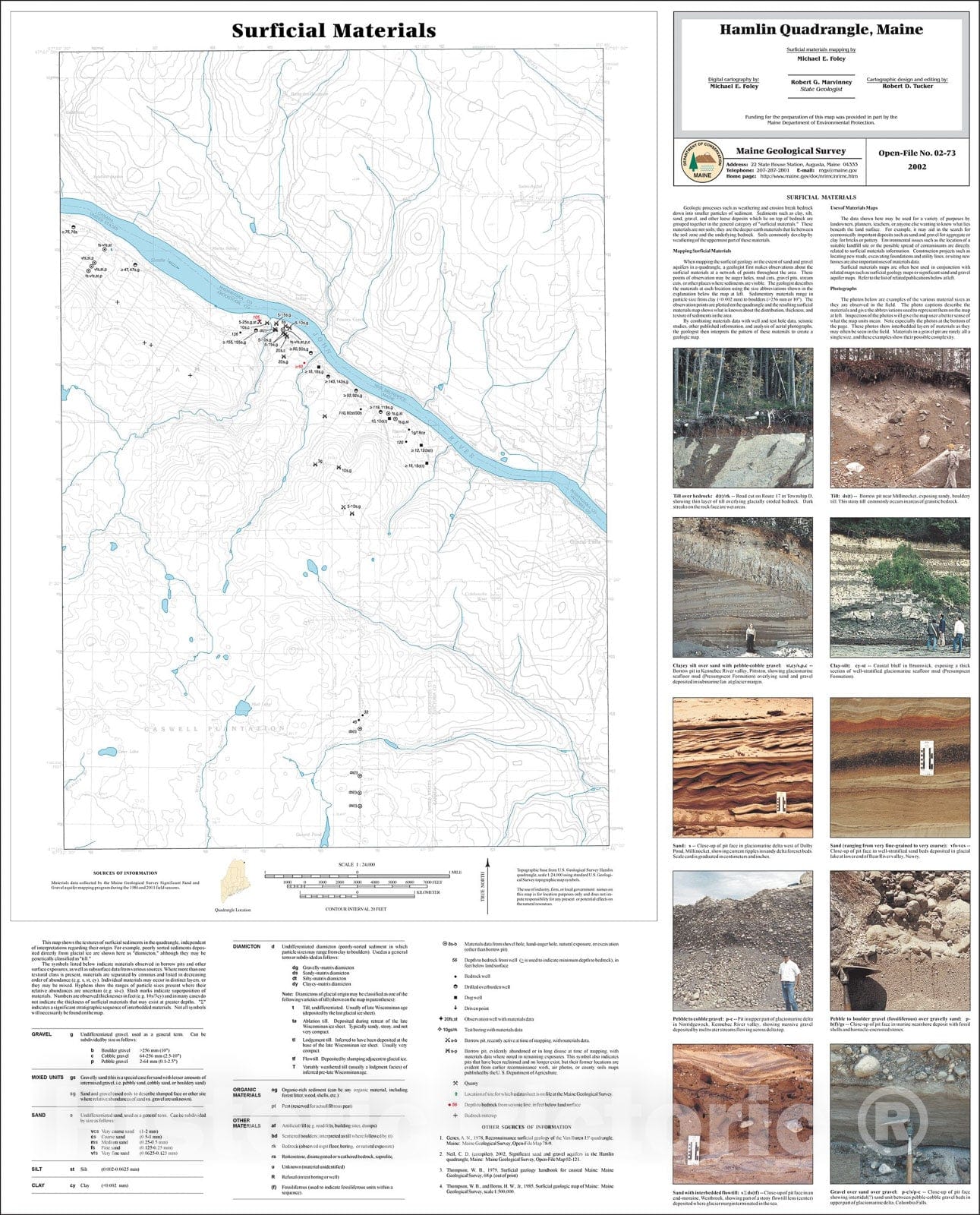 Map : Surficial Materials in the Hamlin Quadrangle, Maine, 2002 Cartography Wall Art :