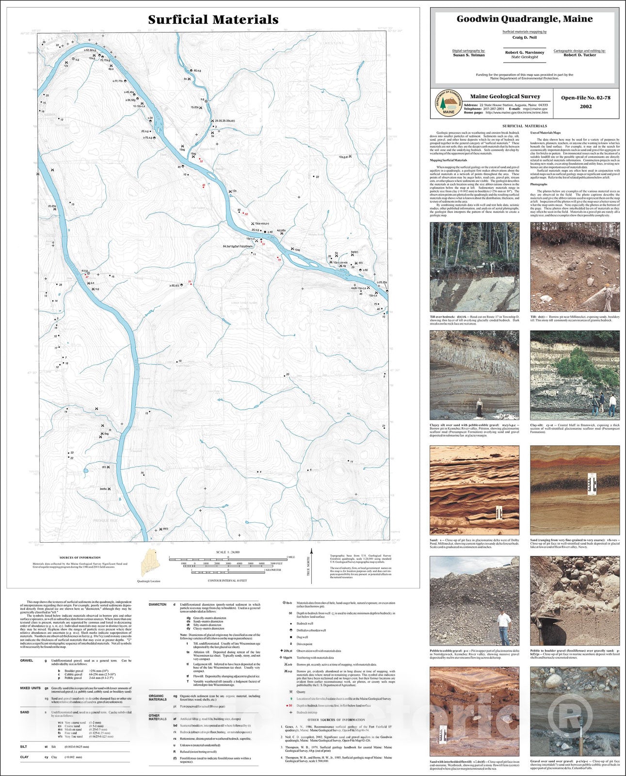 Map : Surficial Materials in the Goodwin Quadrangle, Maine, 2002 Cartography Wall Art :