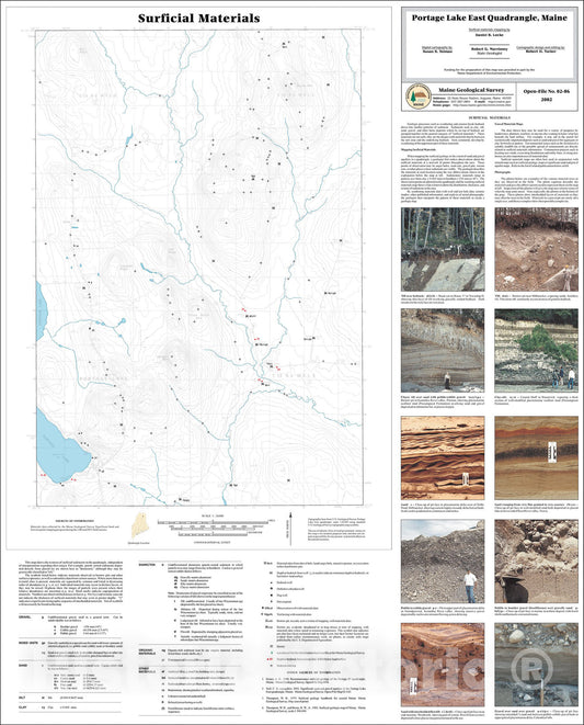 Map : Surficial Materials in the Portage Lake East Quadrangle, Maine, 2002 Cartography Wall Art :