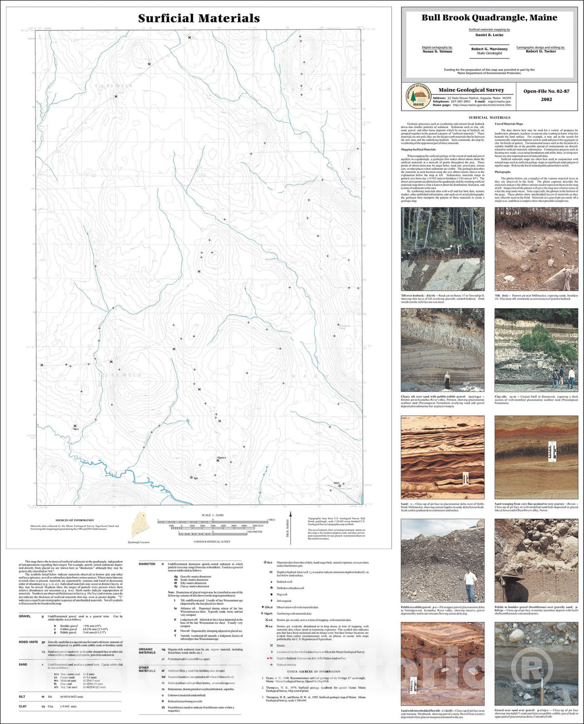 Map : Surficial Materials in the Bull Brook Quadrangle, Maine, 2002 Cartography Wall Art :