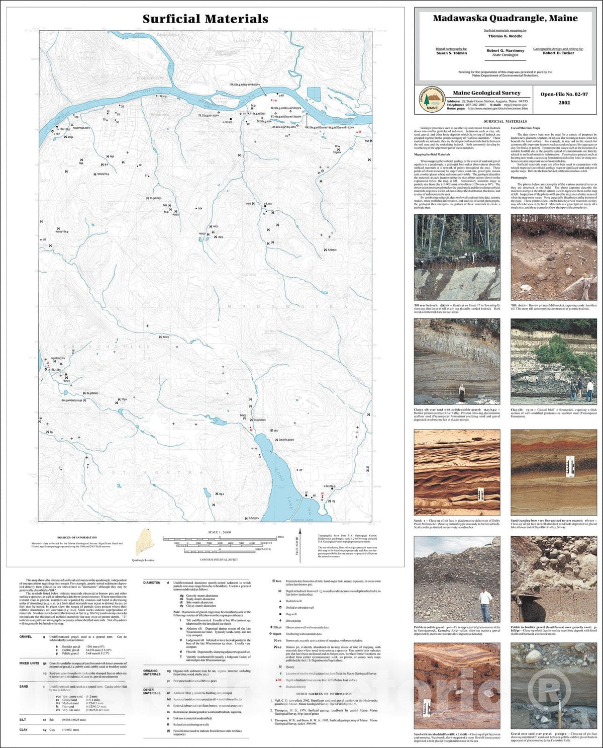 Map : Surficial Materials in the Madawaska Quadrangle, Maine, 2002 Cartography Wall Art :