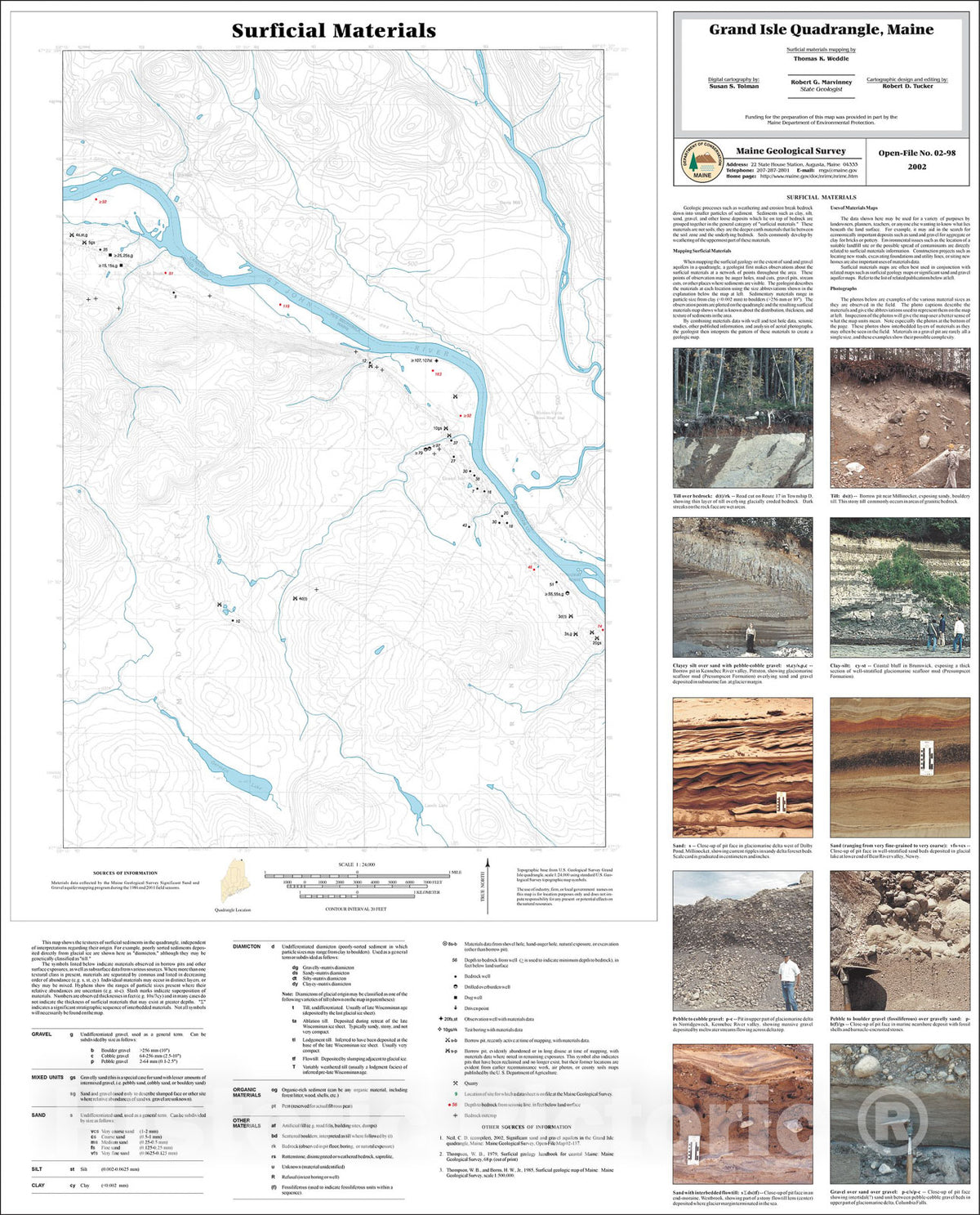 Map : Surficial Materials in the Grand Isle Quadrangle, Maine, 2002 Cartography Wall Art :