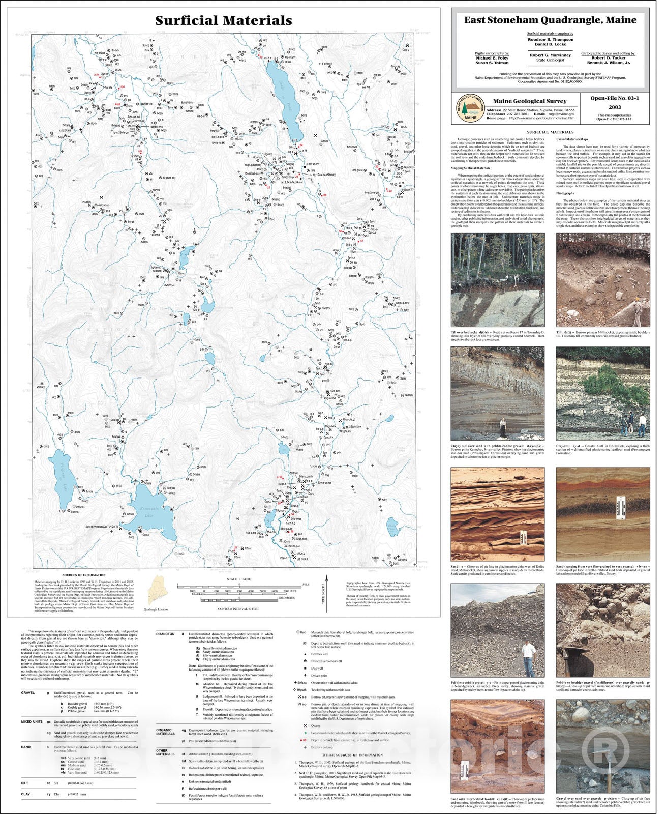 Map : Surficial Materials in the East Stoneham Quadrangle, Maine, 2003 Cartography Wall Art :