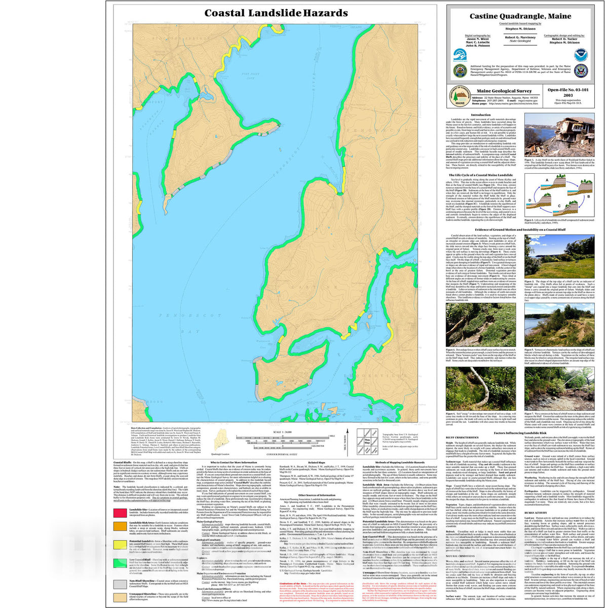 Map : Coastal Landslide Hazards in the Castine Quadrangle, Maine, 2003 Cartography Wall Art :