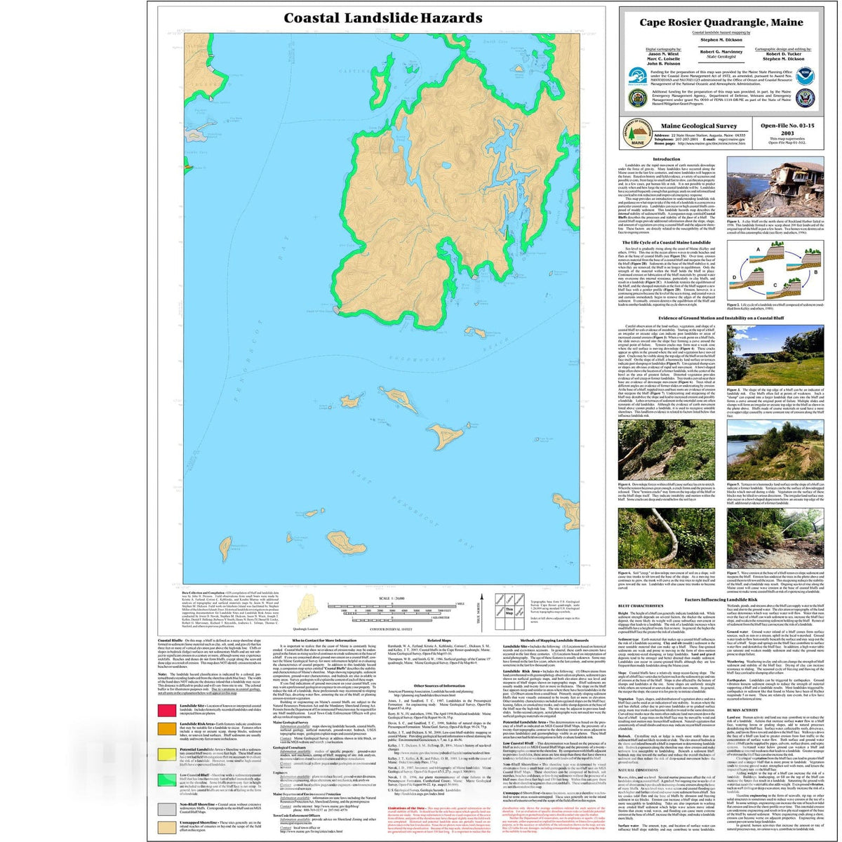 Map : Coastal Landslide Hazards in the Cape Rosier Quadrangle, Maine, 2003 Cartography Wall Art :