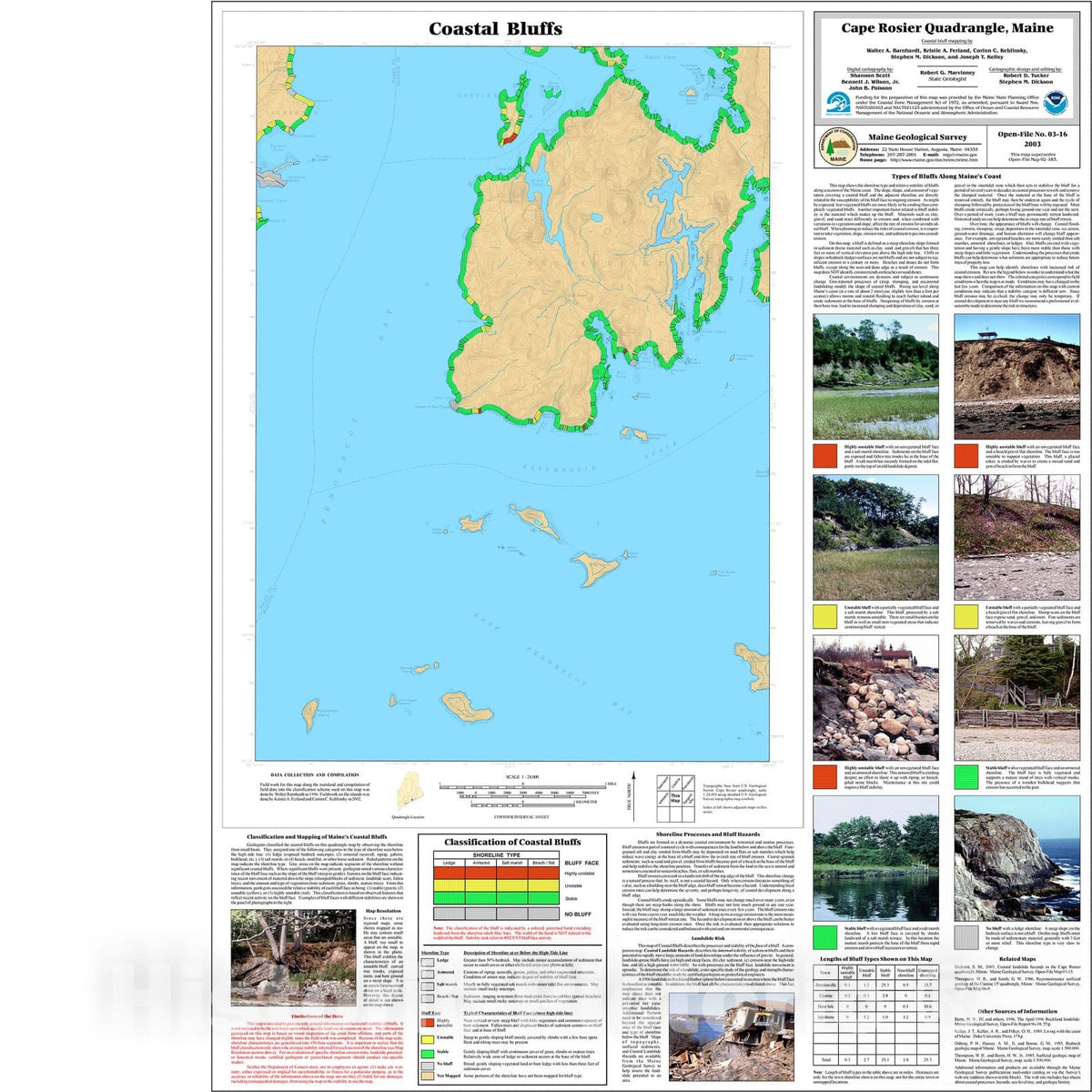 Map : Coastal Bluffs in the Cape Rosier Quadrangle, Maine, 2003 Cartography Wall Art :