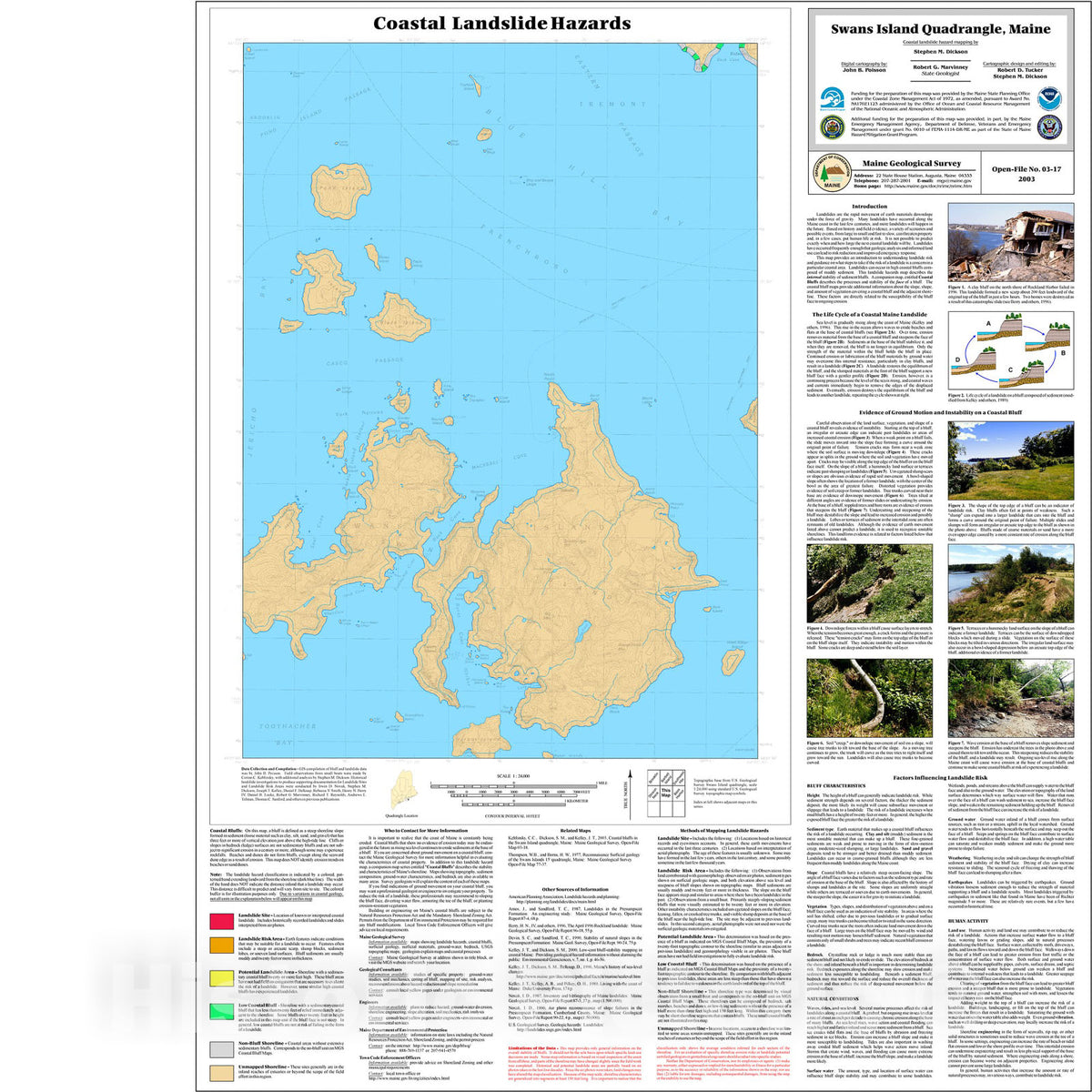 Map : Coastal Landslide Hazards in the Swans Island Quadrangle, Maine, 2003 Cartography Wall Art :