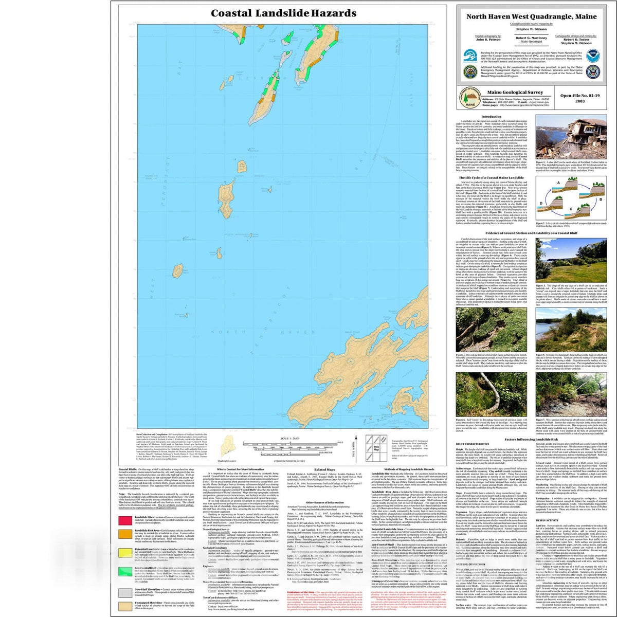 Map : Coastal Landslide Hazards in the North Haven West Quadrangle, Maine, 2003 Cartography Wall Art :