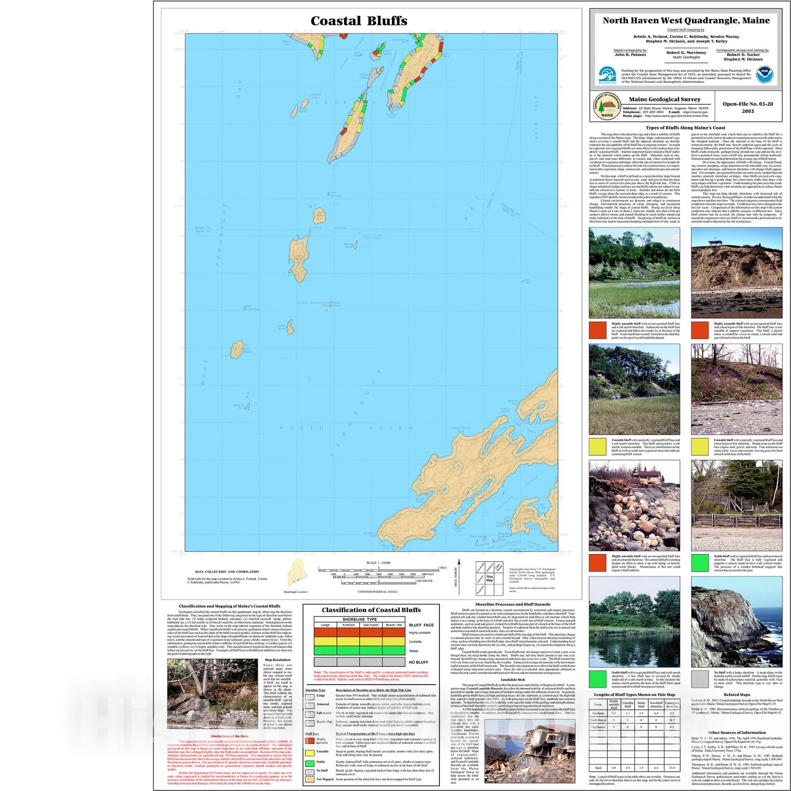 Map : Coastal Bluffs in the North Haven West Quadrangle, Maine, 2003 Cartography Wall Art :