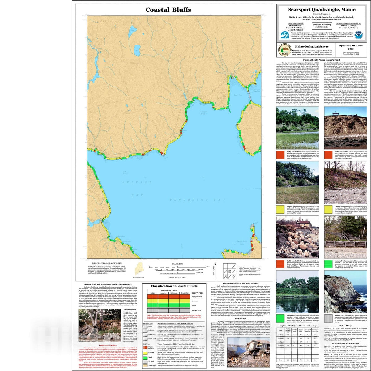 Map : Coastal Bluffs in the Searsport Quadrangle, Maine, 2003 Cartography Wall Art :