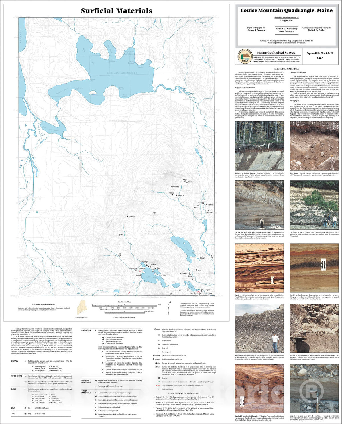 Map : Surficial Materials in the Louise Mountain Quadrangle, Maine, 2003 Cartography Wall Art :