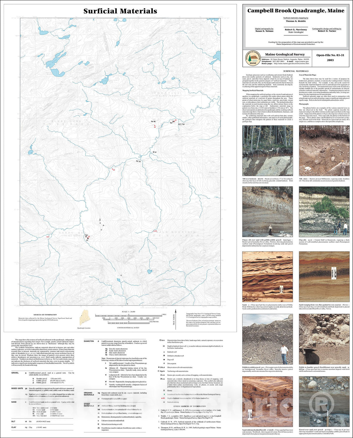Map : Surficial Materials in the Campbell Brook Quadrangle, Maine, 2003 Cartography Wall Art :