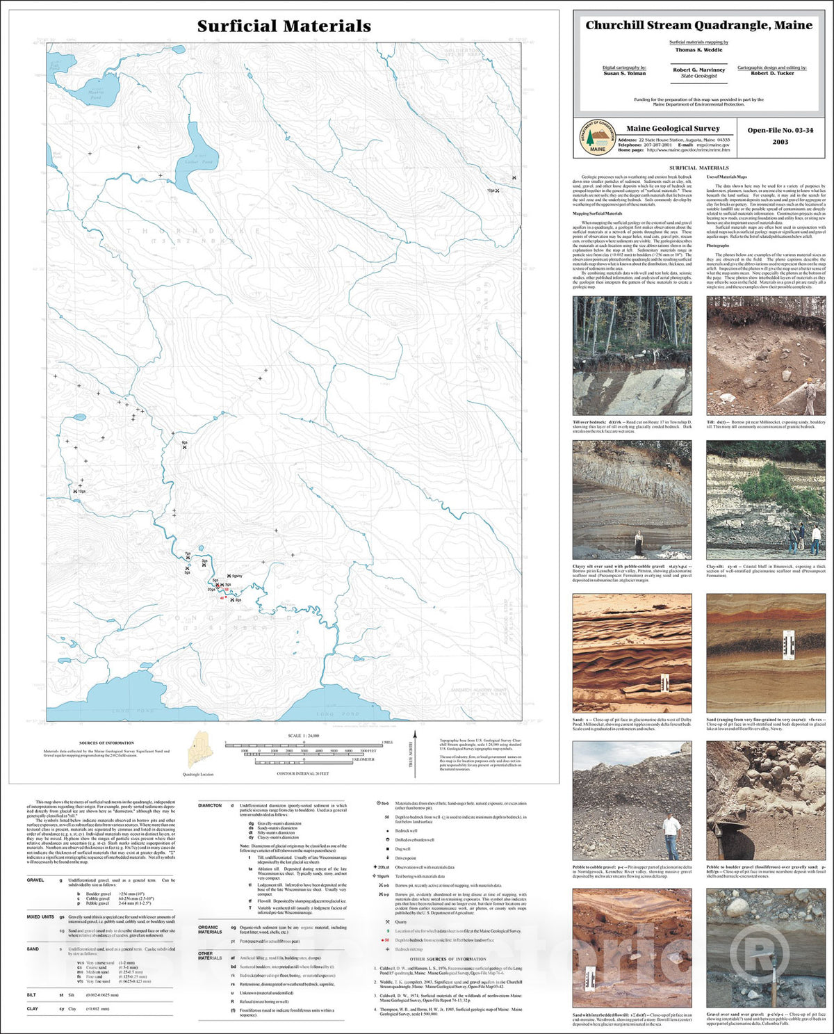Map : Surficial Materials in the Churchill Stream Quadrangle, Maine, 2003 Cartography Wall Art :