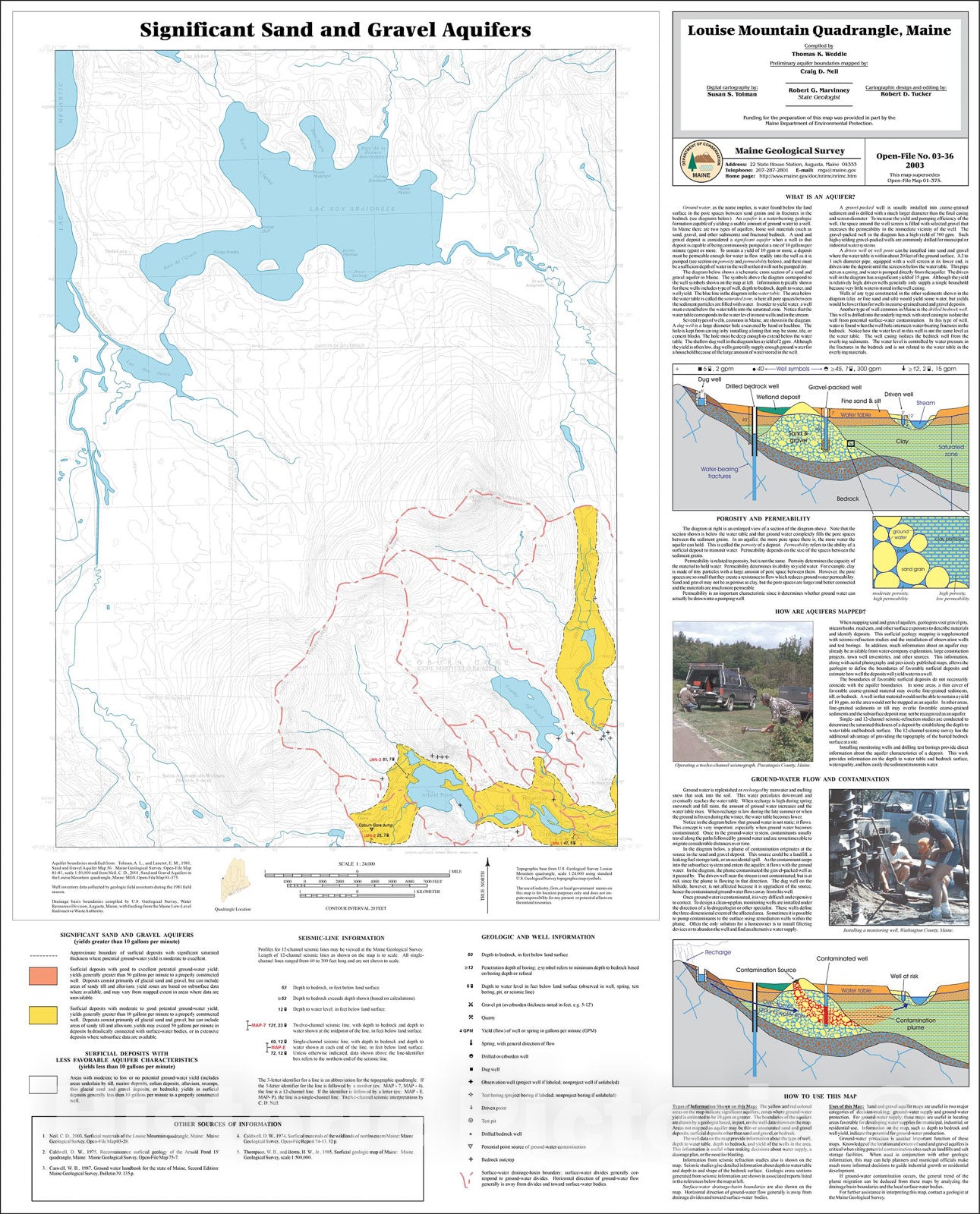 Map : Significant Sand and Gravel Aquifers in the Louise Mountain Quadrangle, Maine, 2003 Cartography Wall Art :