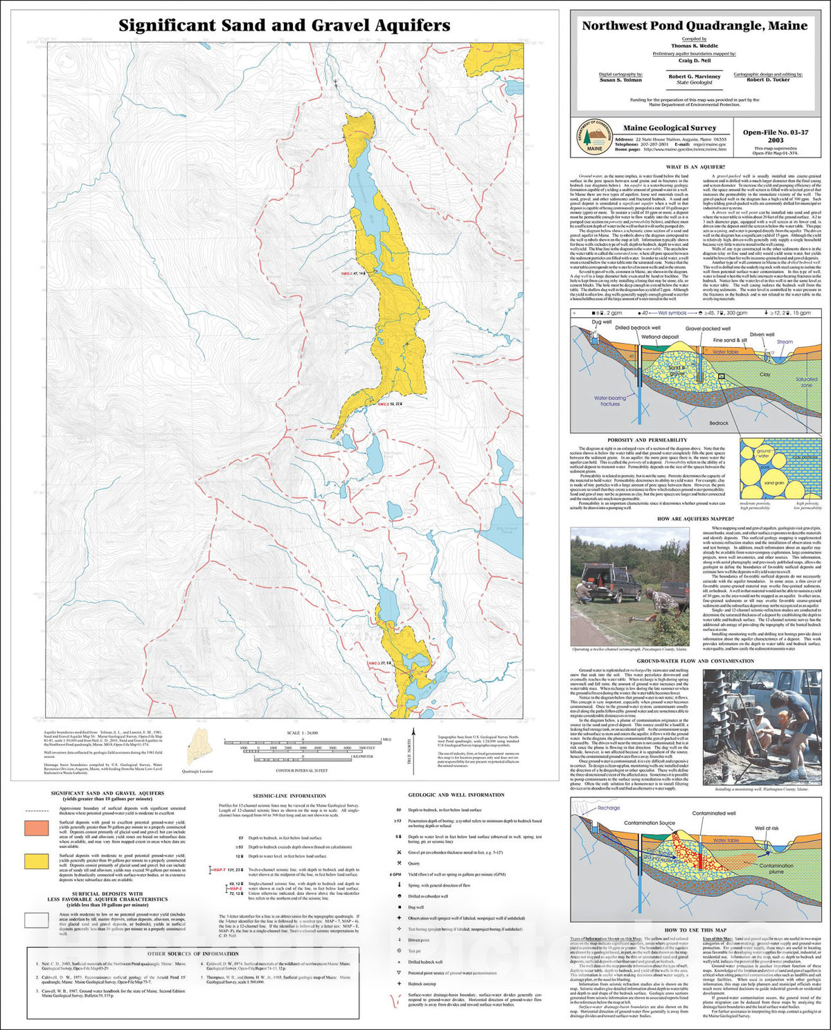 Map : Significant Gravel Aquifers in the Northwest Pond Quadrangle, Maine, 2003 Cartography Wall Art :