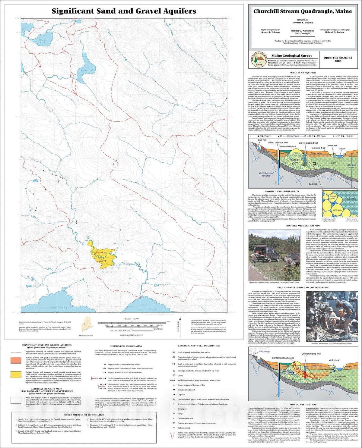 Map : Significant Sand and Gravel Aquifers in the Churchill Stream Quadrangle, Maine, 2003 Cartography Wall Art :