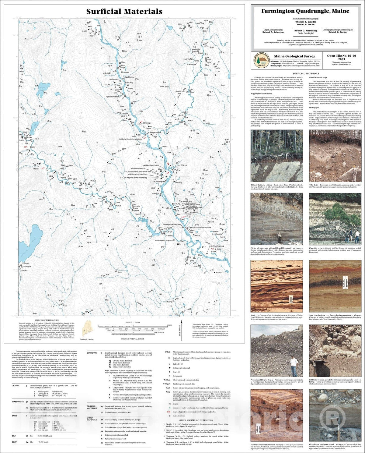 Map : Surficial Materials in the Farmington Quadrangle, Maine, 2003 Cartography Wall Art :