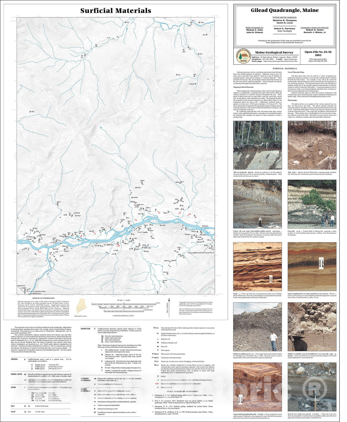 Map : Surficial Materials in the Gilead Quadrangle, Maine, 2003 Cartography Wall Art :