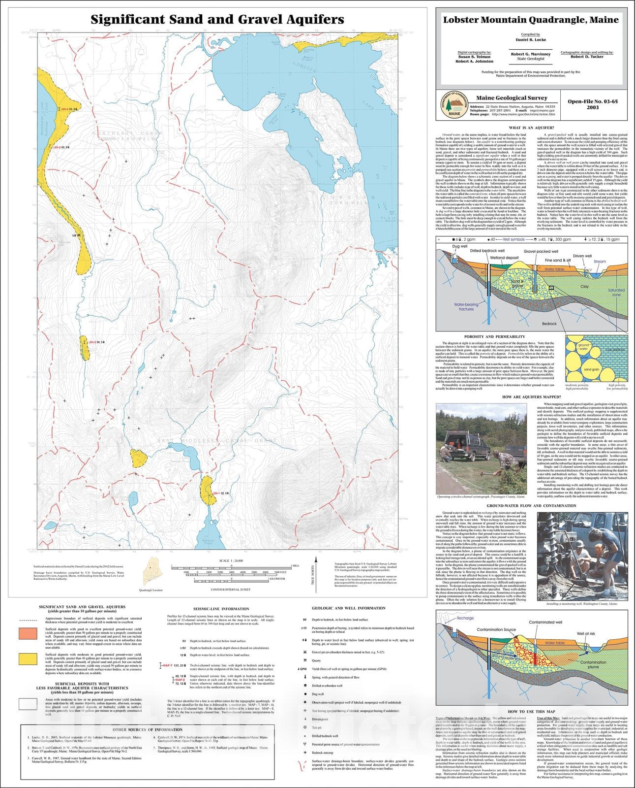 Map : Significant Sand and Gravel Aquifers in the Lobster Mountain Quadrangle, Maine, 2003 Cartography Wall Art :