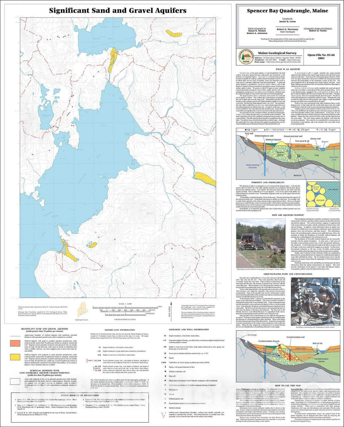 Map : Significant Sand and Gravel Aquifers in the Spencer Bay Quadrangle, Maine, 2003 Cartography Wall Art :