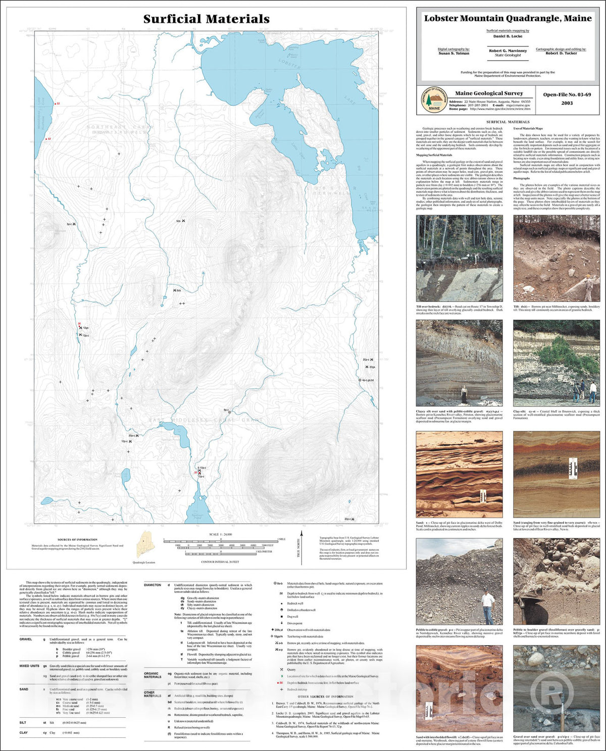 Map : Surficial Materials in the Lobster Mountain Quadrangle, Maine, 2003 Cartography Wall Art :
