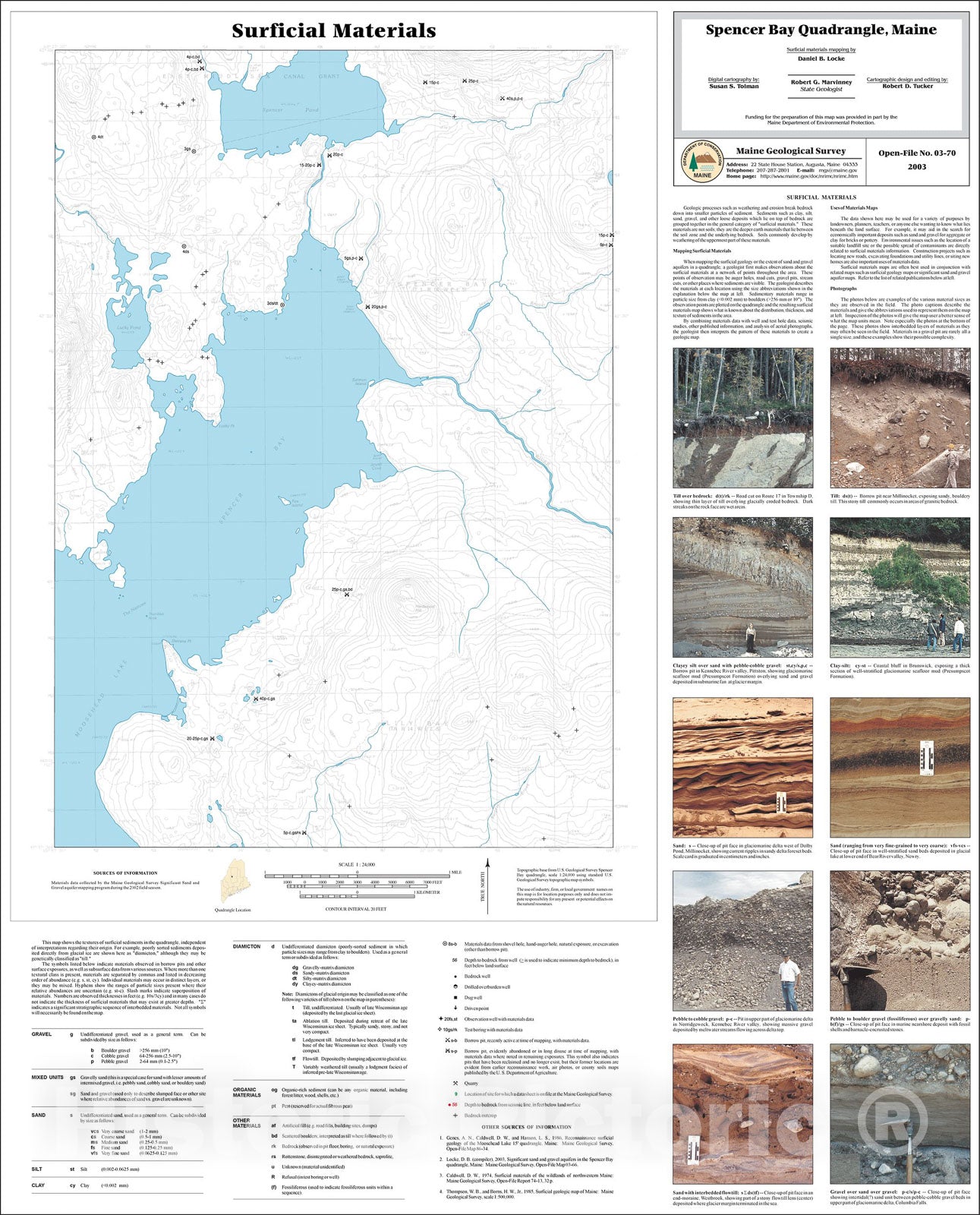 Map : Surficial Materials in the Spencer Bay Quadrangle, Maine, 2003 Cartography Wall Art :