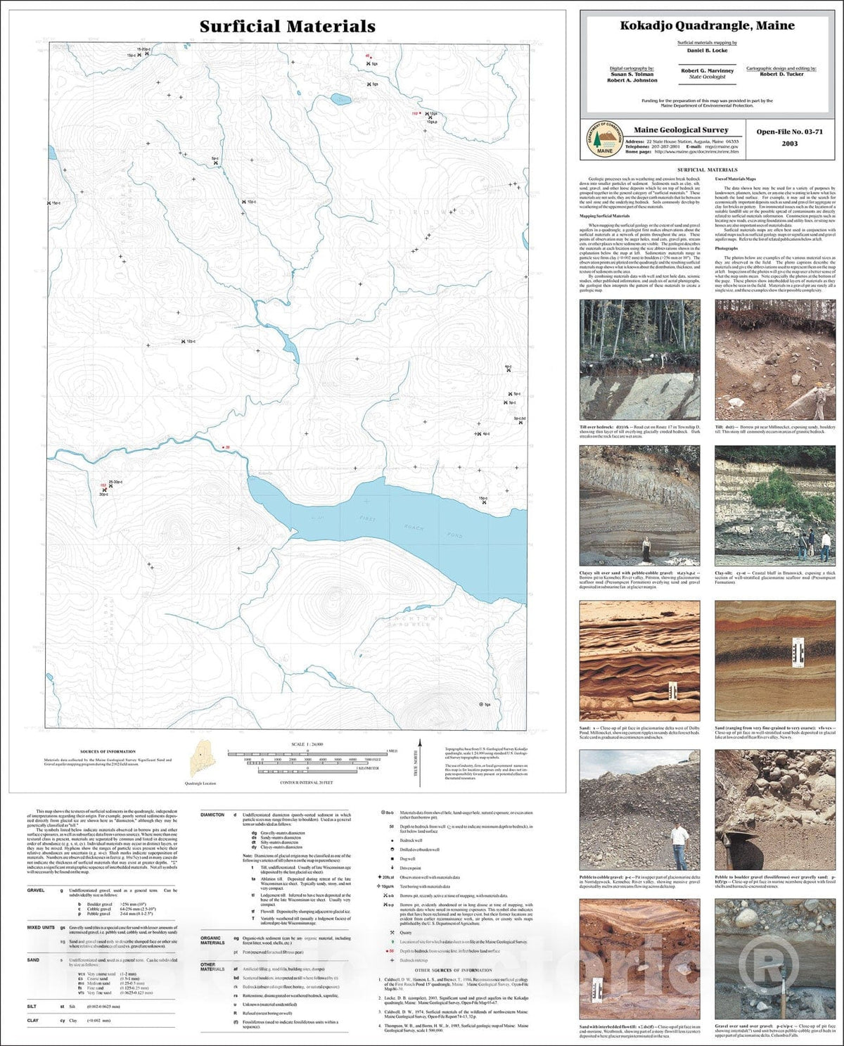 Map : Surficial Materials in the Kokadjo Quadrangle, Maine, 2003 Cartography Wall Art :