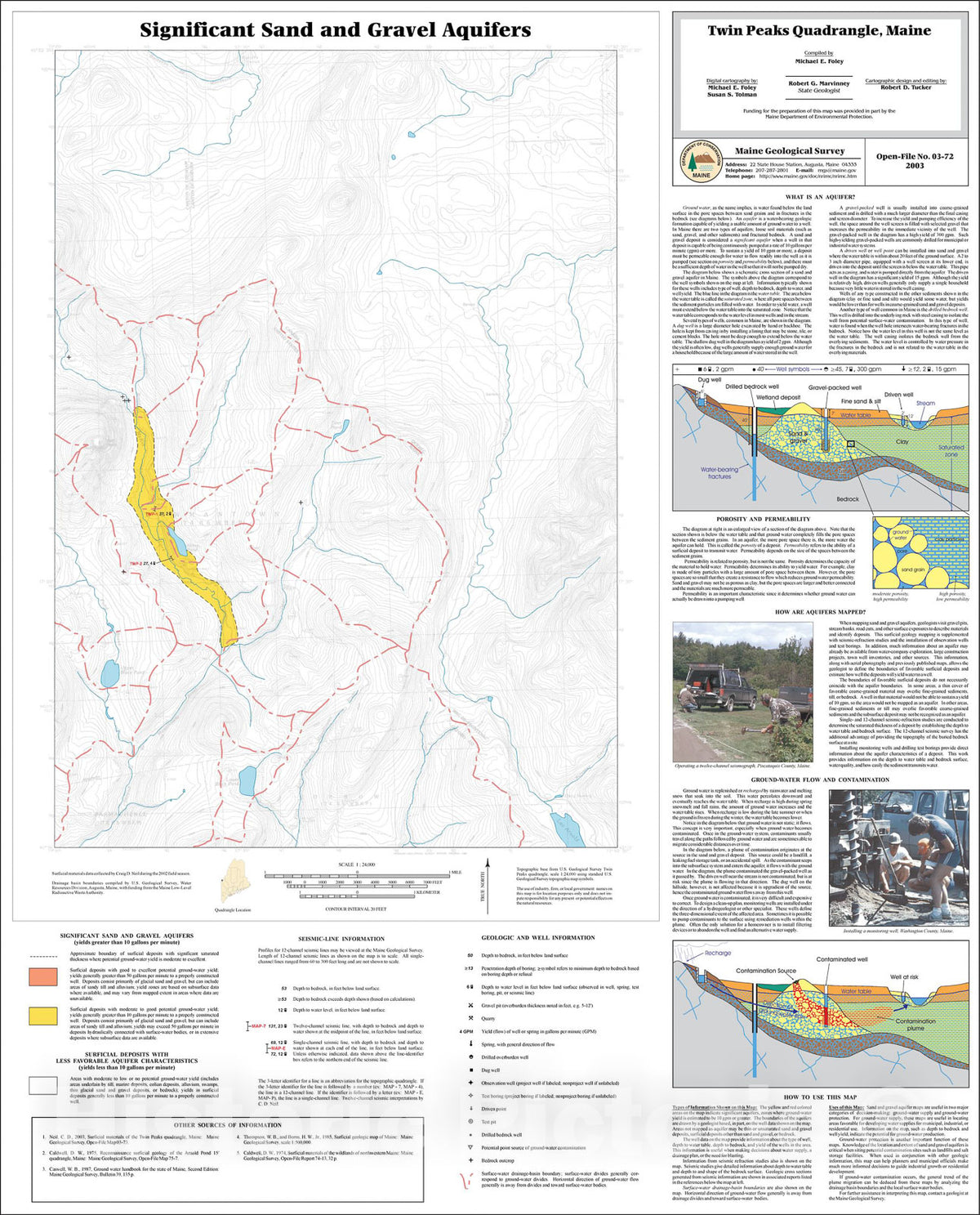 Map : Significant Sand and Gravel Aquifers in the Twin Peaks Quadrangle, Maine, 2003 Cartography Wall Art :