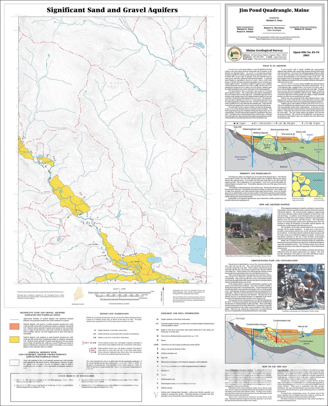 Map : Significant Sand and Gravel Aquifers in the Jim Pond Quadrangle, Maine, 2003 Cartography Wall Art :