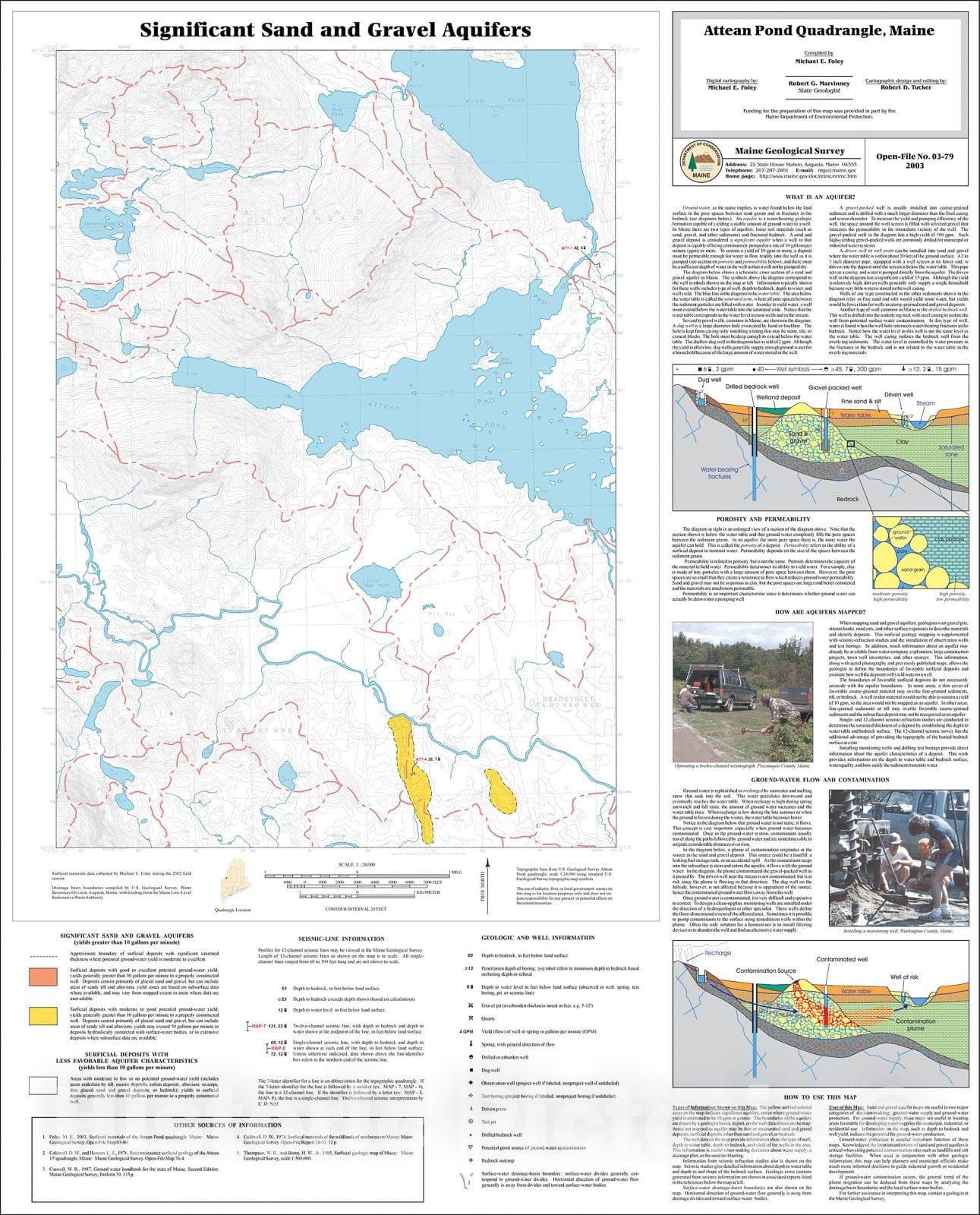 Map : Significant Sand and Gravel Aquifers in the Attean Pond Quadrangle, Maine, 2003 Cartography Wall Art :