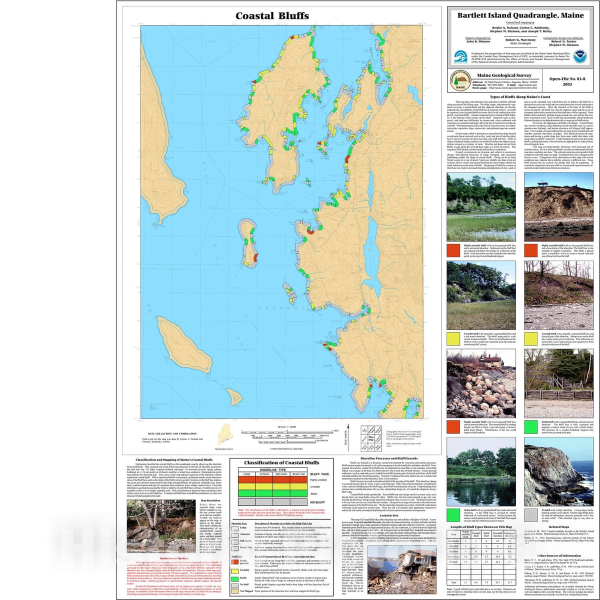 Map : Coastal Bluffs in the Bartlett Island Quadrangle, Maine, 2003 Cartography Wall Art :