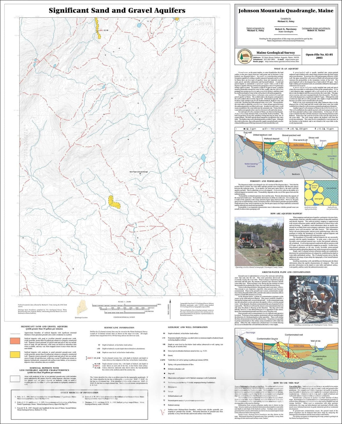 Map : Significant Sand and Gravel Aquifers in the Johnson Mountain Quadrangle, Maine, 2003 Cartography Wall Art :