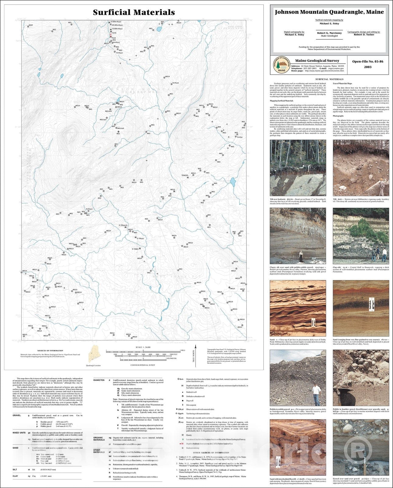 Map : Surficial Materials in the Johnson Mountain Quadrangle, Maine, 2003 Cartography Wall Art :