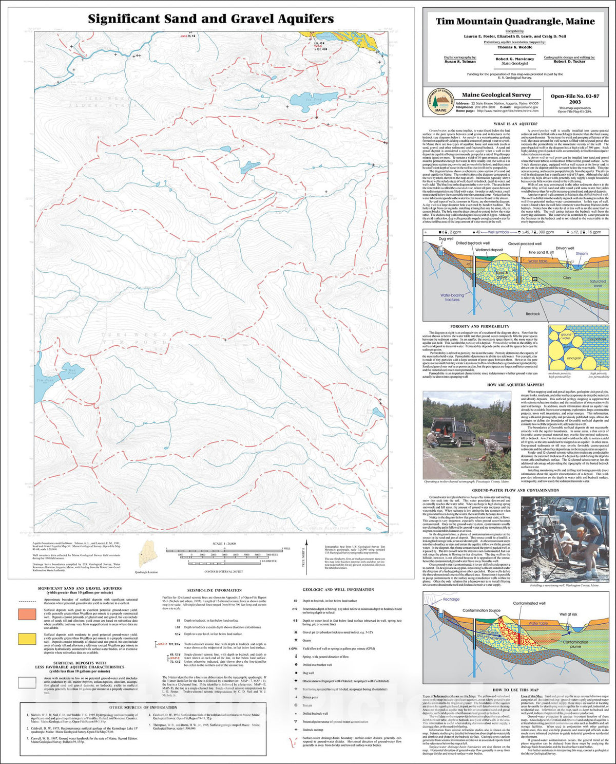 Map : Significant Sand and Gravel Aquifers in the Tim Mountain Quadrangle, Maine, 2003 Cartography Wall Art :