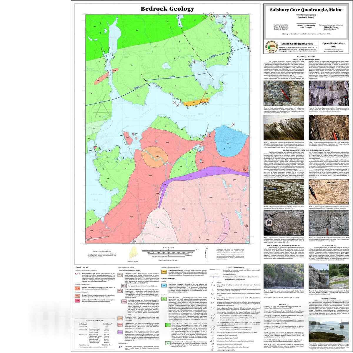 Map : Bedrock Geology of the Salsbury Cove Quadrangle, Maine, 2003 Cartography Wall Art :