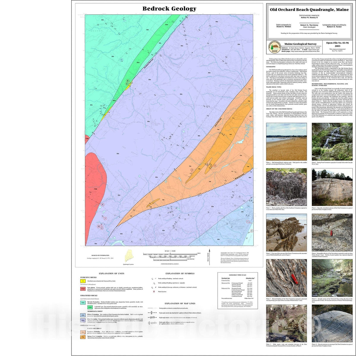 Map : Bedrock Geology of the Old Orchard Beach Quadrangle, Maine, 2003 Cartography Wall Art :