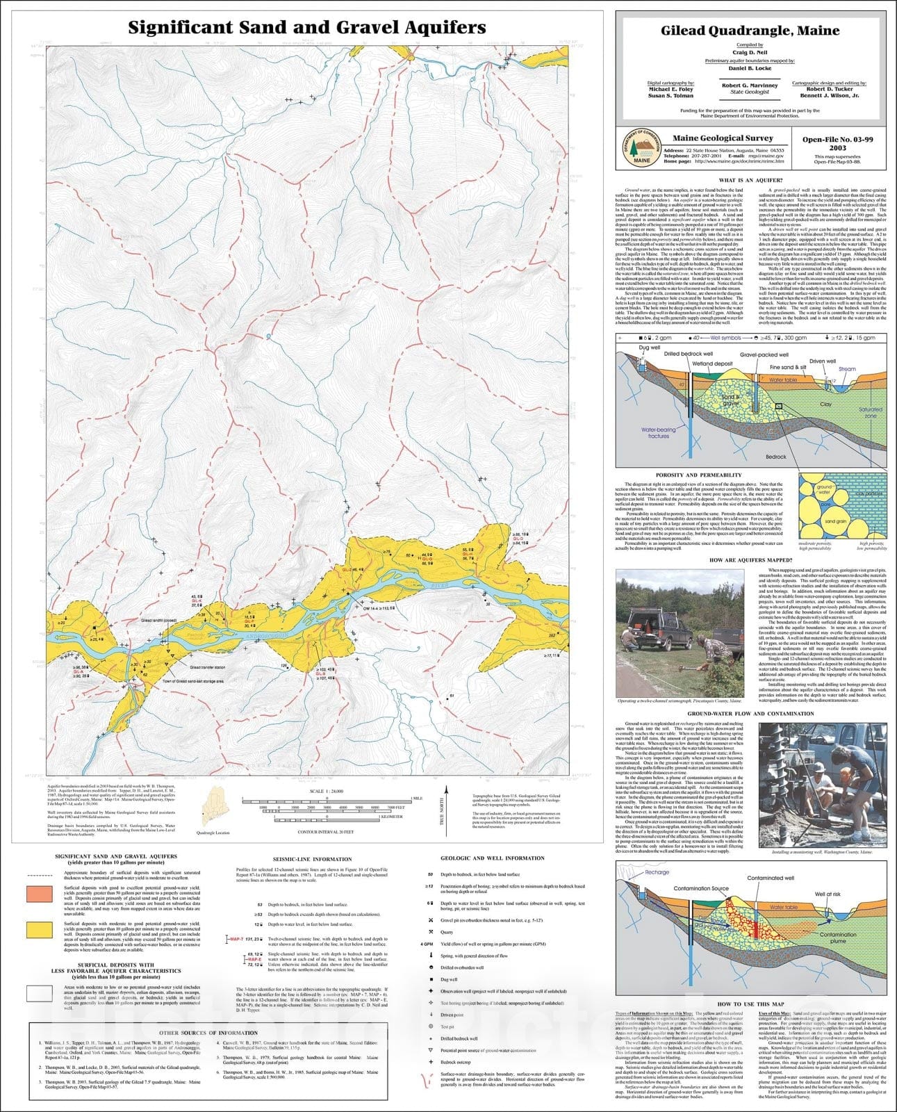 Map : Significant Sand and Gravel Aquifers in the Gilead Quadrangle, Maine, 2003 Cartography Wall Art :