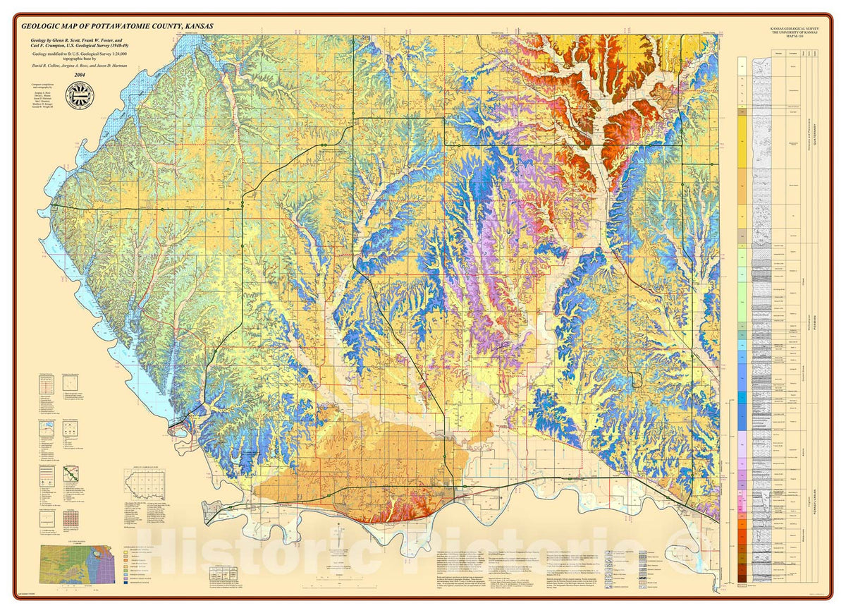 Map : Geologic map of Pottawatomie County, Kansas, 2004 Cartography Wall Art :