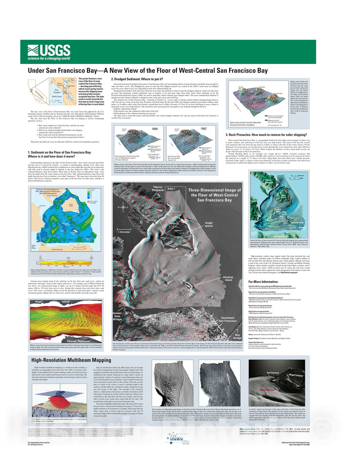 Map : Shifting shoals and shattered rocks -- how man has transformed the floor of west-central San Francisco Bay, 2004 Cartography Wall Art :