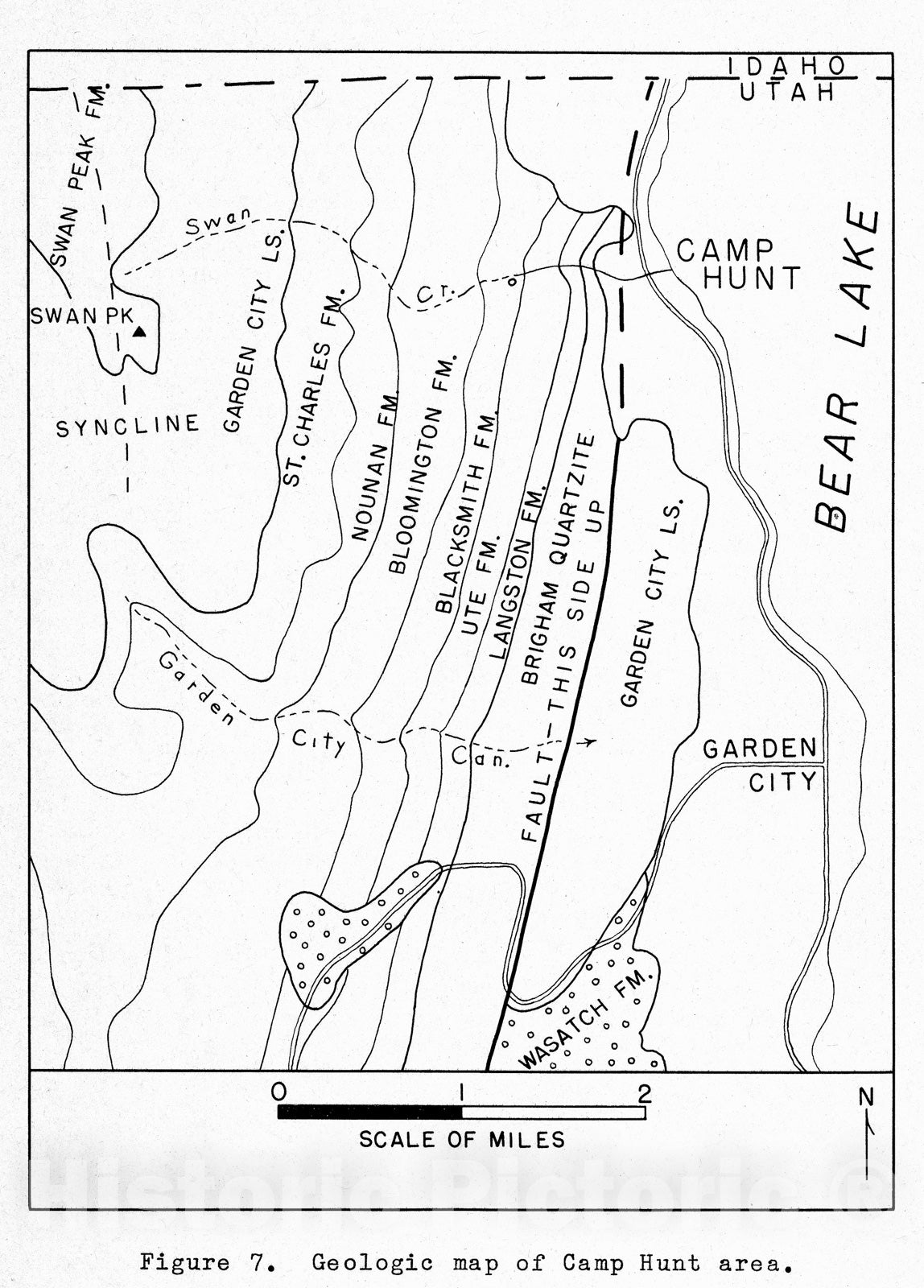 Map : The rocks and scenery of Camp Hunt, Rich County, Utah, 1957 Cartography Wall Art :