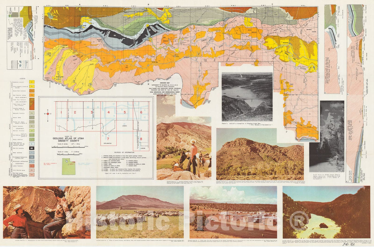 Map : Geologic atlas of Utah, Daggett County, 1959 Cartography Wall Art :