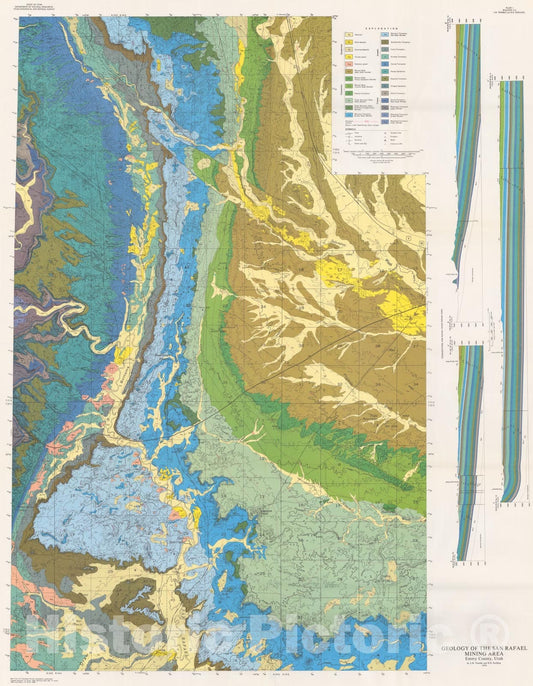Map : Geology and uranium-vanadium deposits of the San Rafael River mining area, Emery County, Utah, 1978 Cartography Wall Art :